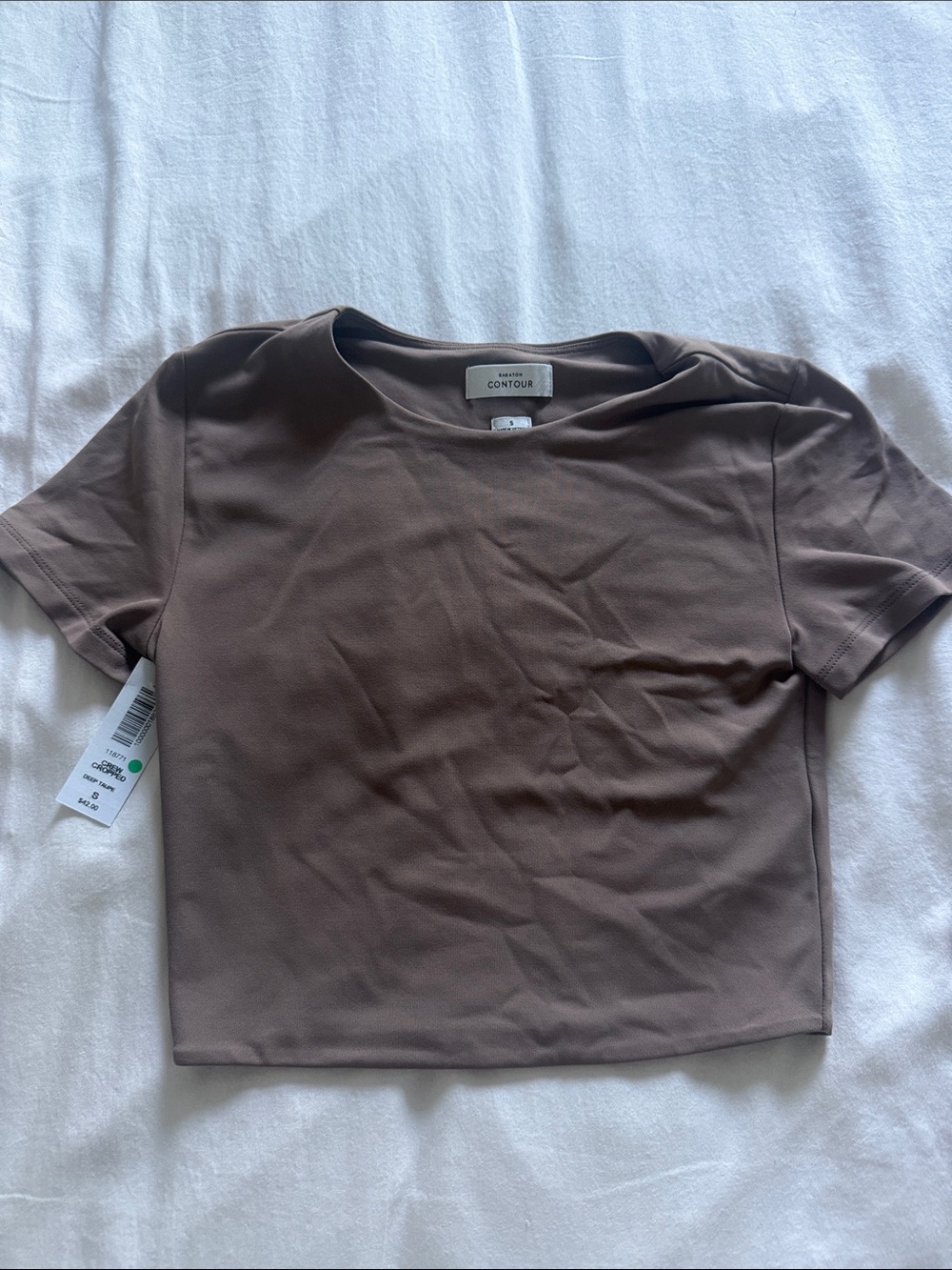 Aritzia Short Sleeve Crop Top in Brown